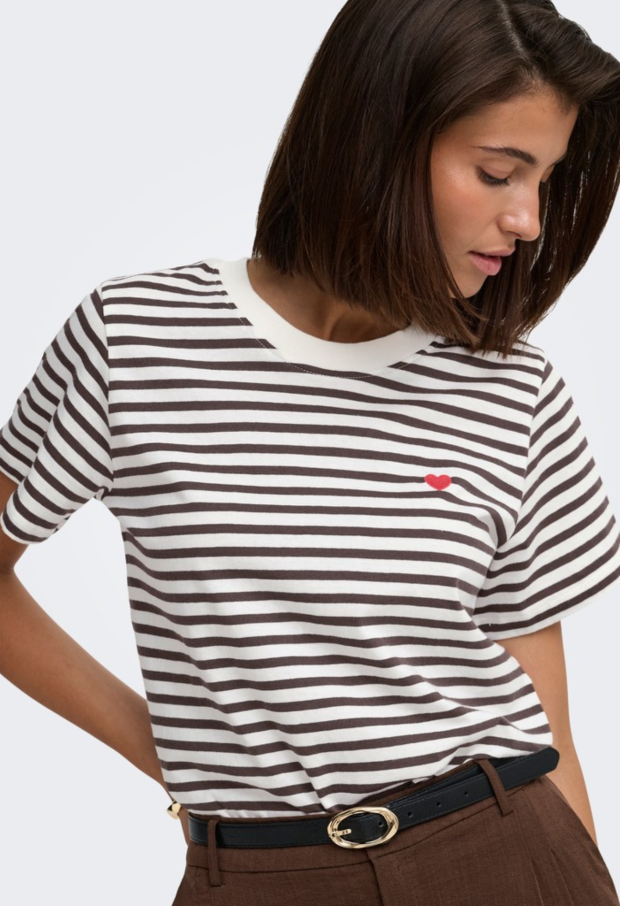 15298612 Cloud Dancer/NEW STRIPE CHOCOLATE T 