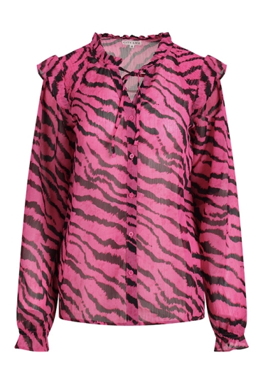Citylife Dames Shirts & Tops roze W20566/Ysra ruffle Citylife Dames Shirts & Tops roze W20566/Ysra ruffle