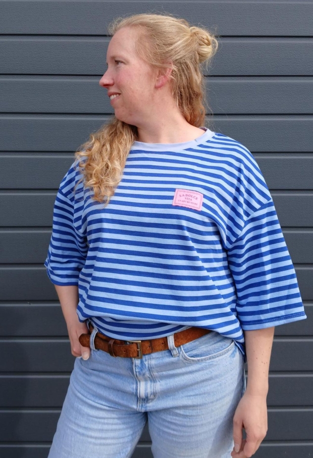 Streep t-shirt km Blauw 