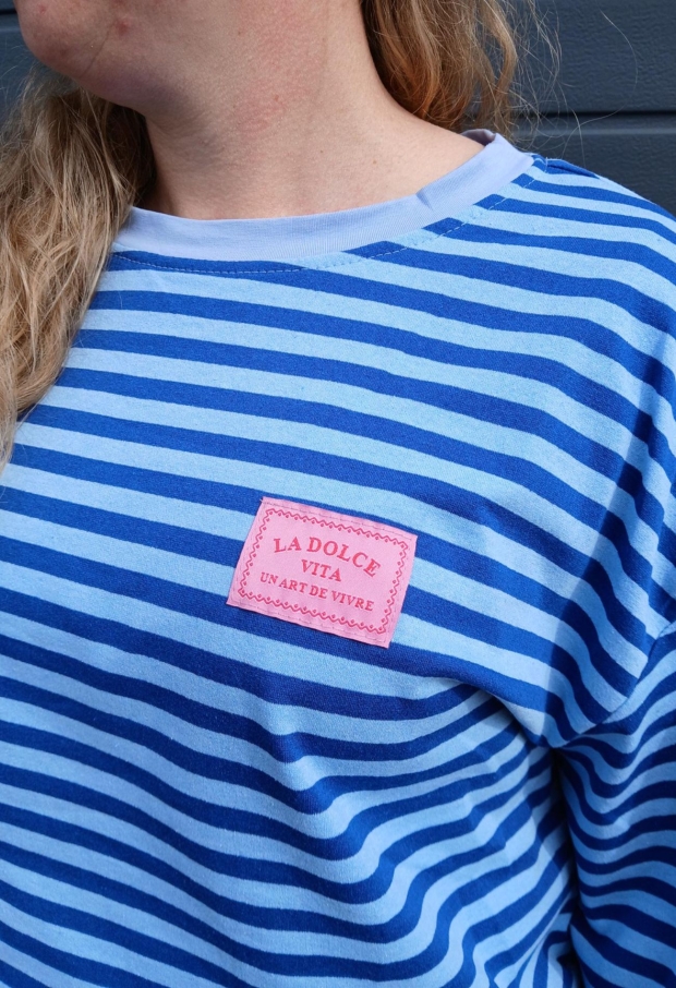 Streep t-shirt km Blauw 