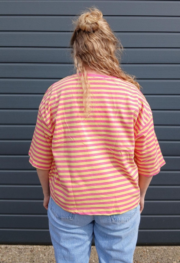 Streep t-shirt km geel 