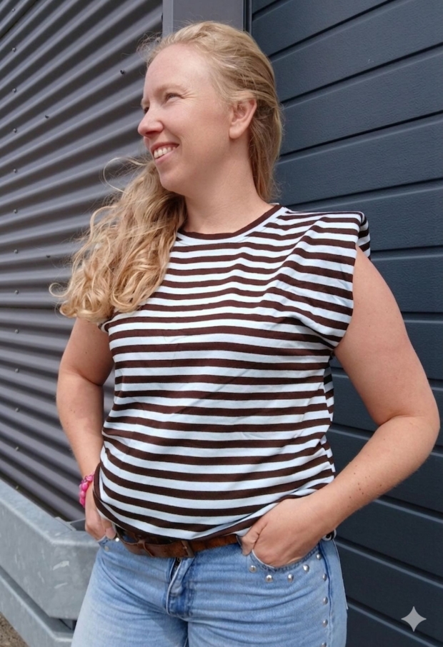 Streep t-shirt kapmouw Blauw 