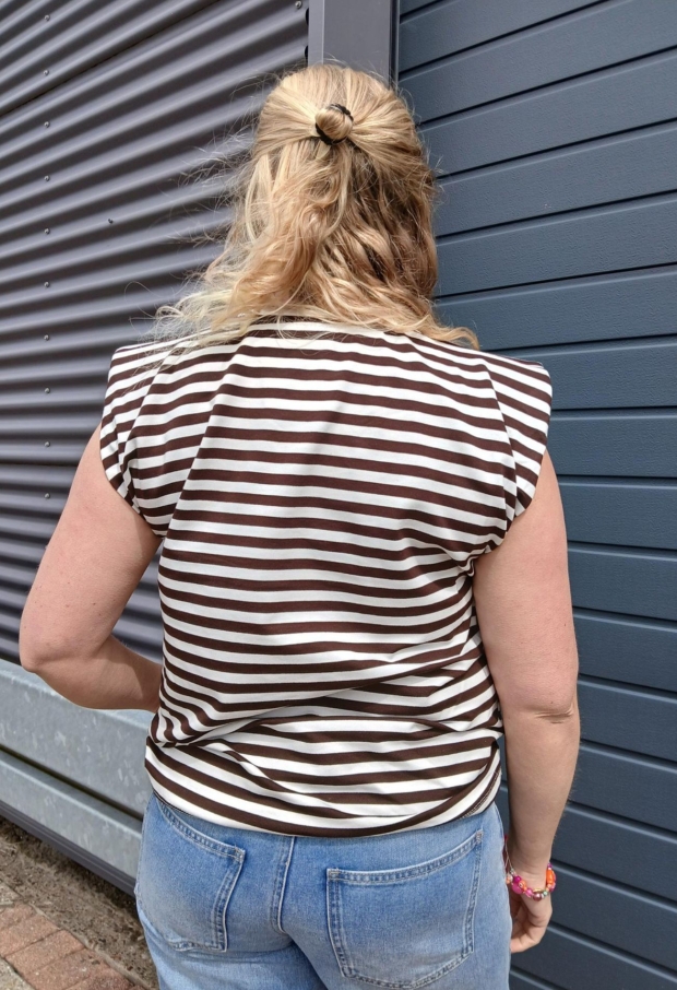 Streep t-shirt kapmouw Bruin 