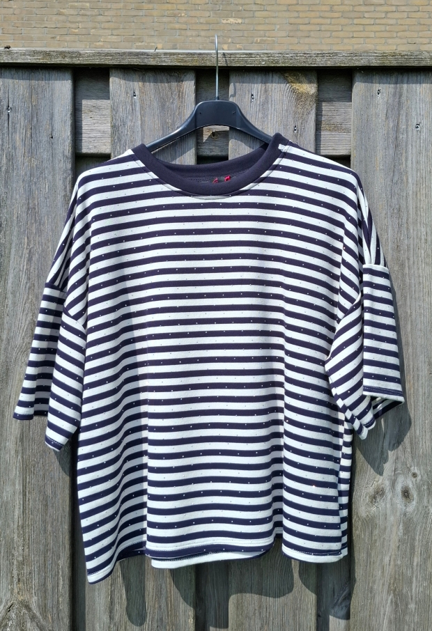 Streep t-shirt stras marine