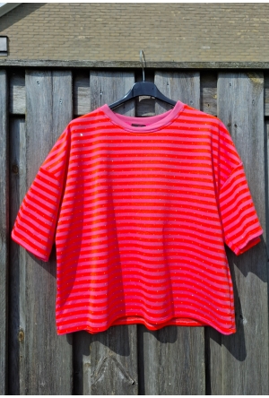 Private label Streep t-shirt stras FEL ORANJE  FEL ORANJE
