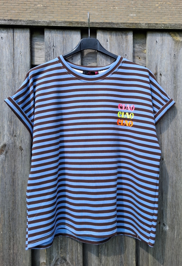 Streep t-shirt ciao Blauw 