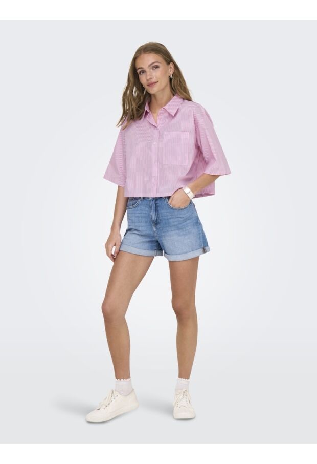 15347618 Shocking Pink/SMALL WHITE STRIPES 